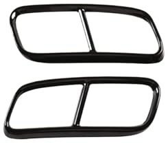 MEIZIYU Embellecedor de la cubierta de salida del tubo del silenciador trasero, apto for Q7, 2016-2018, cubierta de salida del tubo de escape cromado negro brillante de acero inoxidable, embellecedor