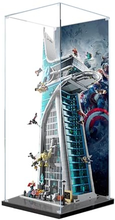 Vitrine en acrylique pour Lego 76269 Avengers Tower Model, boîte de présentation anti-poussière de 3 mm, vitrine compatible avec Lego 76269 (modèle non inclus) (fond 3 mm)