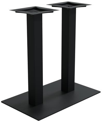 HAGO24 | Tischgestell | Doppelbein | DIY Tischfuß | Stahl | Schwarz matt | 70x72cm | Gastro | Esstisch | rechteckig | Trägerplatte | Indoor | Bodenschutz