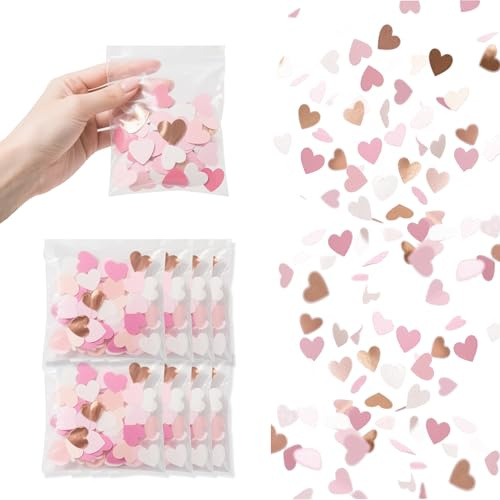 MSLSOZ 9000 Stück Konfetti in Herzform (Rosa, Weiß, Roségold, Hellrosa), 4 Farben Konfetti, 2,5 cm, romantische Papierdekoration für Hochzeit, Valentinstag, Jahrestag, Geburtstag