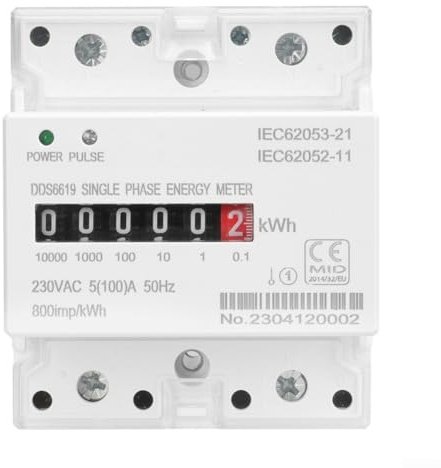 Sumsoctober Compteur d'énergie monophasé 220 V avec capacité de 100 A pour diverses charges de puissance