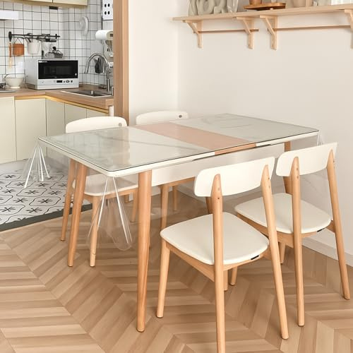 LIHIQIYA Durchsichtige Tischdecke, 140x180cm Tischdecke Durchsichtig Abwaschbar 0.13mm PVC Tischfolie Transparent Plastiktischdecke Tischschutz Klarsichtfolie Wasserdicht Folie Tischschutzfolie