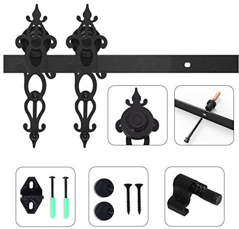 Barn Door Sliding Kit, 2M-6M Sliding Barn Door Hardware Kit 7T-20FT Rail Closet Roller Track Industrial System for Single Wood Door,Roller Door Hardware(305cm 10FT)