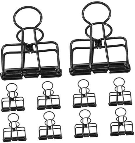 Angoily Binderclips mit Langem Ende aus Eisen Schwarze 10 Stück Metall Faltbare Büroklammern Elegantes Design und Vielseitige Nutzung für Schule und Büro für Abschlussfest