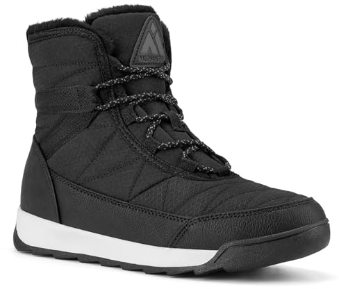 Mishansha Botas de Nieve Mujer Botines Cálido Senderismo Trekking Zapatos de Nieve Antideslizante Minimalistas Invierno Boots Negro 39 EU