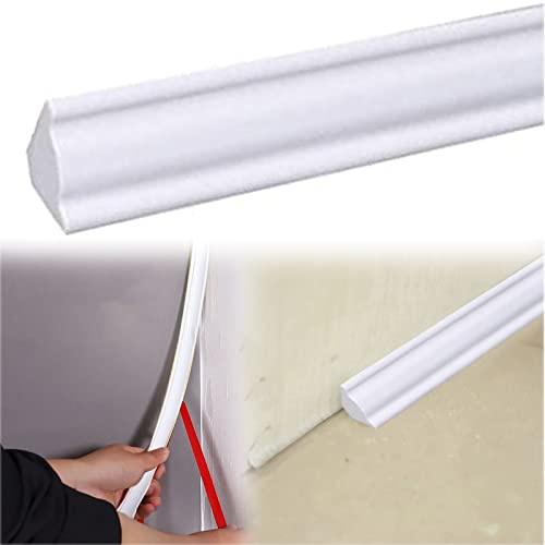 Profilé Quart de Rond-Plastique, 3M Moulure Autocollante Plinthe Souple Cadre en Mousse PE, Peut être Utilisé pour la Plinthe et la Ligne Latérale sur le mur de la Maison ou du Bureau
