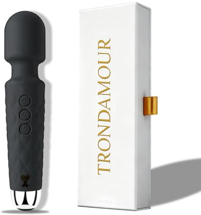 TRONDAMOUR Vibromasseur Wand Puissant - Gode Sextoy Femme & Couple, Masseur Personnel Silicone Médical Étanche IPX7, 20 Modes de Vibration Silencieux, Stimulateur Clitoridien et Point G Rechargeable