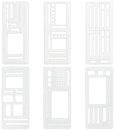 Bullet Journal Schablonen, 6 Stück Journal Zubehör Set mit Gewohnheitstracker und Stencil Schablonen, Ideal für Büroangestellte und Studenten, Monatsplanung und DIY Projekte