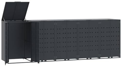 Cache Poubelle Extérieur, Abri Rangement de Poubelle pour 5 bacs Anthracite