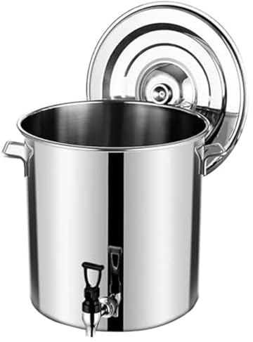 JDZYFFS Stock Olla - Olla para Sopa Grande, Ollas Grande con Tapa, Ollas con Espiga, Hervidor De Cerveza De Acero Inoxidable con Espiga, Construcción para Elaboración De Cerveza Casera(5L/4.7QT)