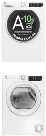 Hoover, Washing Machine Slim H-WASH 350, H3WP4474TAM6/1-S, Front Loading Washing Machine, 7 kg + Hoover H-DRY 350 Dryer 7 kg
