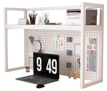 Datorförvaringsställ Justerbar Metall 82 cm Höjd Mångsidig Bordsorganisatör för Skrivbord Platssparande för Kontor Hemma Arbetsrum Sovsal(White,100cm)