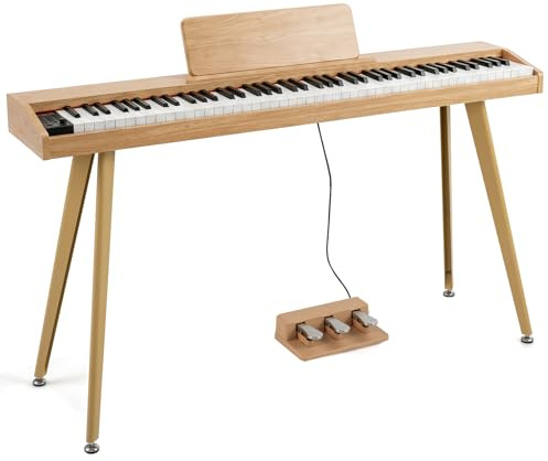 COSTWAY 88 Tasten Digitalpiano, E-Piano mit Ständer halbgewichtete Tastatur | klavier mit 3 Pedale, 800 Klänge, 600 Rhythmen, USB-MIDI-Anschluss, Notenständer, Keyboard für Anfänger & Hausgebrauch