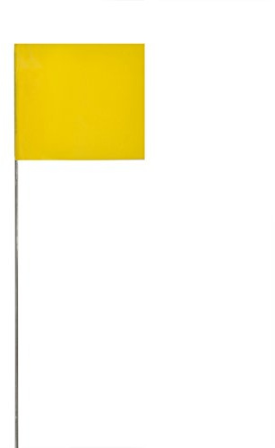 Swanson Tool Co FY15100 2.5-Inch by 3.5-Inch Marking Flags with 15-Inch Wire Staffs, Yellow, 100-Pack