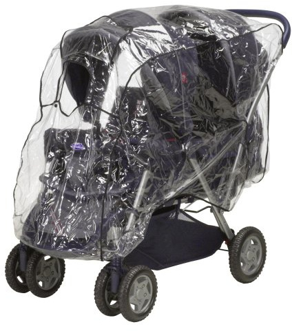 Playshoes Regenabdeckung für Doppelkinderwagen, Wasserfest, Kunststoff, Nylon, Klar