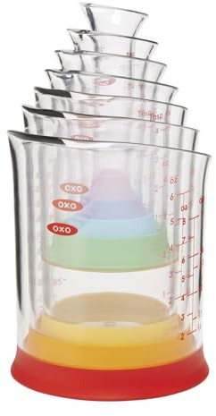 DevaCurl 1 OXO Good Grips 7-Piece Nesting Measuring Beaker Set, Multicolored, 18/8 Stainless Steel