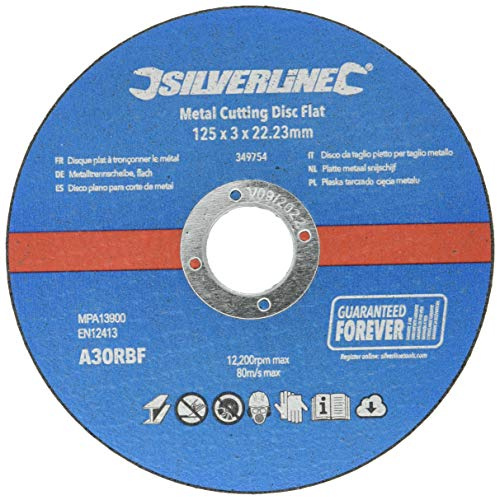 Silverline 349754 10 Disques plats à tronçonner le métal 125 x 3 x 22,23 mm