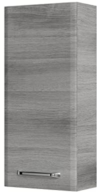 Pelipal Badezimmer Hängeschrank Quickset 328 in Graphit Struktur quer Nachbildung, 30 cm breit | Bad Wandschrank mit 1 Tür und 2 Einlegeböden, 20x30x70 cm