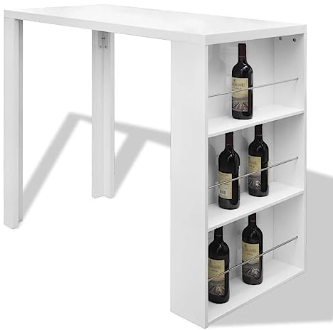 vidaXL Bartisch mit Weinregal MDF Hochglanz Weiß