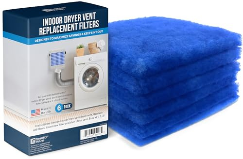 Essential Values 6-Pack Filters Compatible with Bettervent Indoor Dryer Vent – Manufactured in USA - 30 Loads Efficiency