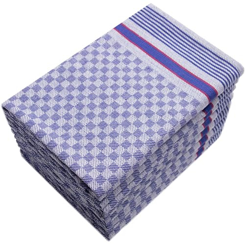 ZOLLNER 10er Set Geschirrtücher, 50x100 cm, Baumwolle, blau kariert