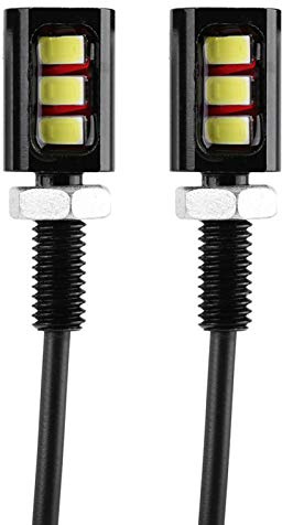 Led Number Plate Light, 12V 6000-7000K 3LED License Plate Light Fantastic Lamp LED Screw Car Light Motorcycle Bulb Bolt Lamp (White)