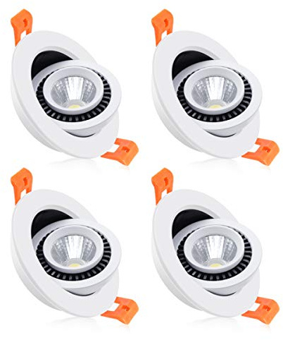 YGS-Tech 3 Inch Eyeball Gimbal LED Recessed Lighting Dimmable Downlight, 5W (40W Halogen Equivalent) Adjustable Spotlight, 4000K Natural White, CRI80, Ceiling Light with LED Driver (4 Pack)