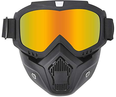 Keenso Ridglasögon, motorcykelglasögon med avtagbar mask, vinterglasögon skyddsmask för vindtäta cyklister (röd) cykelskydd