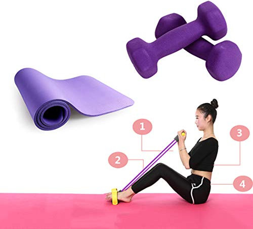 ZTJ-Lighting Hanteln Kurzhanteln Set, Gusseisen Hex Farbe Dumbbellgewicht für Frauen und Männer, 1 kg / 2kg / 3kg / 4kg / 5kg, Langhantelset Übung Gewichte für Kern- und Krafttraining,Lila,3KG*2