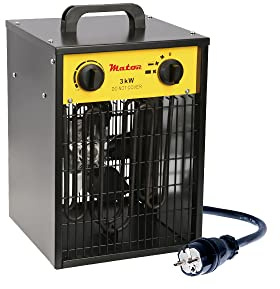 MATOR - Aerotermo Eléctrico Industrial de 3KW - Calefactor Portátil y Ligero con Termostato Ajustable - Tensión de servicio: 230V – 50Hz - Monofásico -EH SQUARE IFH 03