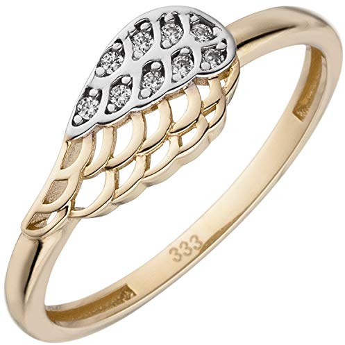 Jobo Damen-Ring Flügel aus 8 Karat 333 Gold Bicolor mit 9 Zirkonia