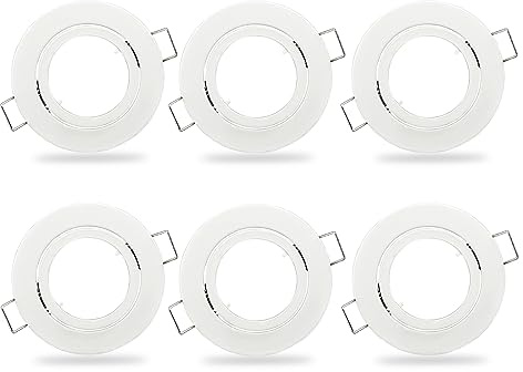 KYOTECH LED Einbaustrahler 6 Pack GU10 Schwenkbar led Einbauleuchte in Matt weiß, Einbaurahmen für LED/Halogen Leuchtmittel Inkl. GU10 Fassung, Rund(Ohne Leuchtmittel)