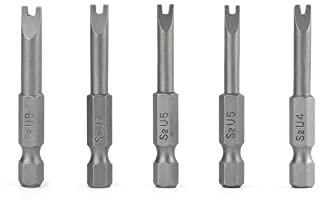 QWORK® 5 Pz Cacciavite a U in Lega di Acciaio S2 50mm Lunghezza 1/4 Codolo Esagonale, Set di Punte Magnetiche per Cacciaviti