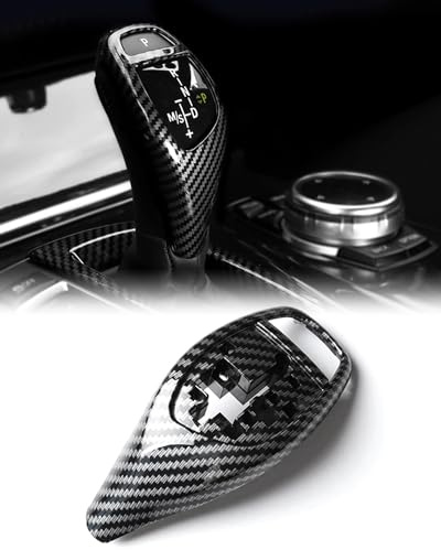 LALAIJDOU Kohlefaser-Automatik-Schaltknauf, Schalthebelabdeckung, Schaltkopfrahmen, für BMW 3er F30 F10 F20 (Sport Schaltknauf)