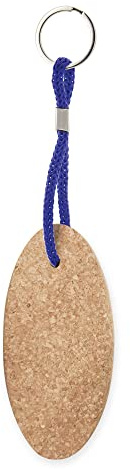 MIBANDERA Porte-clés flottant fabriqué en liège naturel avec cordon bleu en polyester et anneau métallique., bleu, Taille Unique