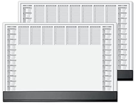 SIGEL HO365/2 Papier-Schreibtischunterlage mit Schutzleiste, ca. DIN A2 - extra groß, 2-Jahres-Kalender 2023 2024, 40 Blatt - 2er Pack - in nachhaltiger Verpackung