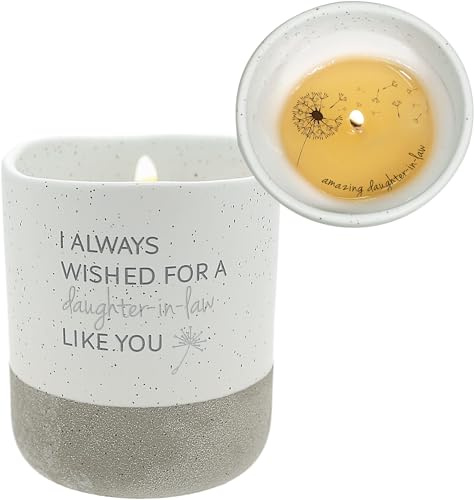 Pavilion Gift Company - I Always Wished for A Daughter-in-Law Like You - 10-Ounce Surprise Hidden Message Natural Soy Wax Candle Jasmine Scented, 1 Count (Pack of 1), 3.5” x 4”