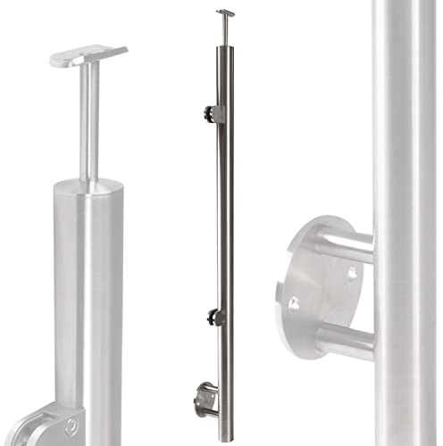 Edelstahl Geländerpfosten Endpfosten links Glashalter 8mm 42,4mm V2A aussen