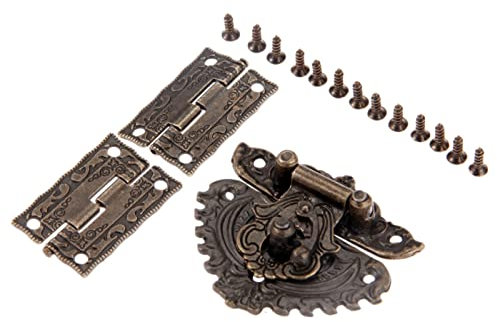 Bronzo Antico Mobili Ferramenta per mobili Chiusura a Scatto Hasp Toggle Fibbia Decorativa Cerniere per Gioielli Scatola di Legno
