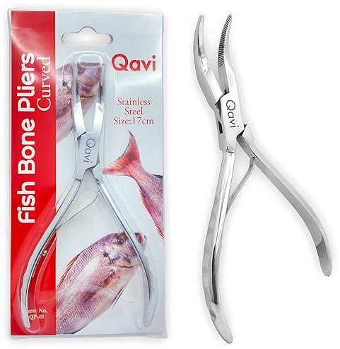 Fish Bone Pliers/Tweezers Curved, High Grade Stainless Steel Polished (17cm)