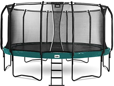 Salta First Class - Trampolin mit Sicherheitsnetz und Leiter - Rund - ⌀ 251/305/366/427/487 cm - Schwarz/Grün (Grün, 487)