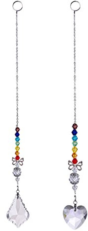 2 PiezasCristal Arcoíris Cristal Colgante Colgantes de Cristal Prisma para Colgar en Casa Oficina Jardín Decoración en Hogar Bola de Prisma de Cristal Fabricante de arcoíris Ventana de Vidrio Receptor