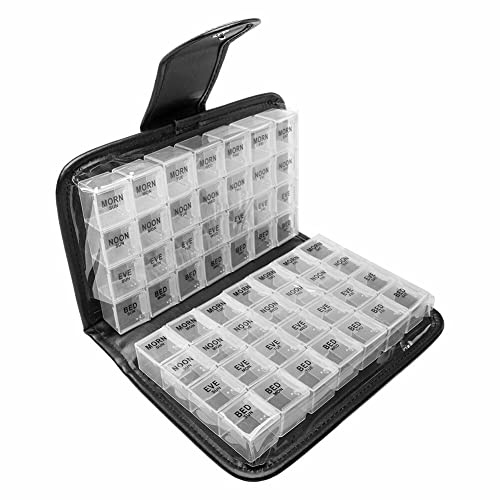 Tablettenbox 7 Tage, 56 Fächer Medikamentenbox Pillenbox Kunstoff Wochendosierer Woche Morgens Mittags Abends Klein Pillendose Reise Medikamentendosierer Pillenbox Sortierset für Kapseln, Vitamine