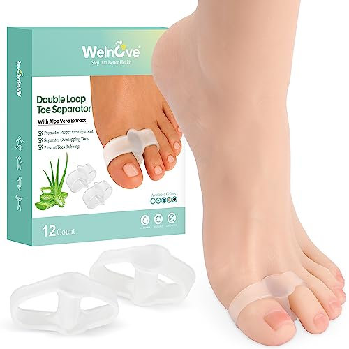 Welnove 12er-Pack Gel-Bunion-Korrektor mit Aloe-Extrakt, Zehentrenner zur Korrektur von Ballenzehen und zur Wiederherstellung der ursprünglichen Form der Zehen für Frauen und Männer
