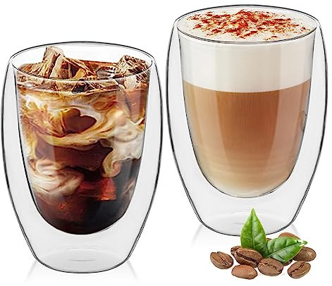MumdoYAL Vasos de doble pared para Latte Macchiato, elegantes y prácticos (2 * 350ml)