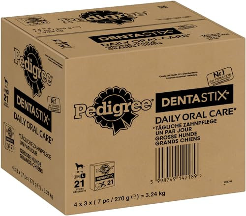 PEDIGREE DENTASTIX Daily Oral Care Karton Multipack Big Pack Gross 25kg+ 4 x 3x7 Stück, Zahnpflege, Hundesnack, Leckerli, Kaustange