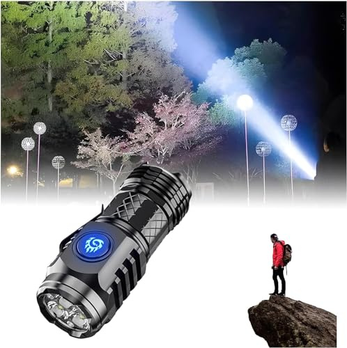 Three-Eyed Monster Mini Flashlight, Super Bright Hand Flashlight,Rechargeable LED Torch,LED Small Flashlight Torch,Portable USB Pocket Flashlight,Waterproof Pocket Torch for Outdoor(Black)