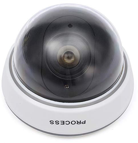 Hyexu 1 x Simulationskamera / Fake Dummy Dome Surveillance Camera Flashing Red Light (weiß)