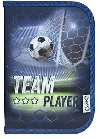 Scooli - Team Player Gefülltes Schüleretui - Komplettes Etui mit hochwertigen Stiften und mehr - All-in-One Schuletui - Praktisch für die Schule - Für Jungen ab 6 Jahren