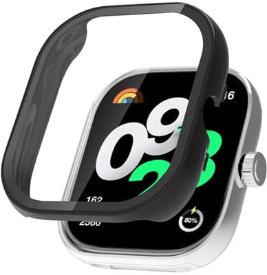 SeNool Funda para Xiaomi Redmi Watch 4, Carcasa Rígida de PC, Negro | Dureza 9H, Antirayaduras, Cristal Templado Protector de Pantalla, Rígida Carcasa Protectora para Xiaomi Redmi Watch 4